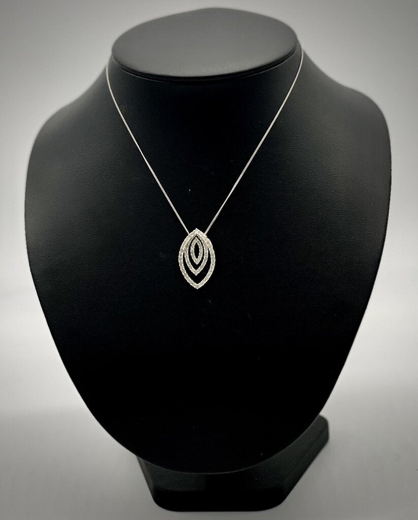 SS 4 MARQ SHAPE HALO STYLE PENDANT ON CHAIN