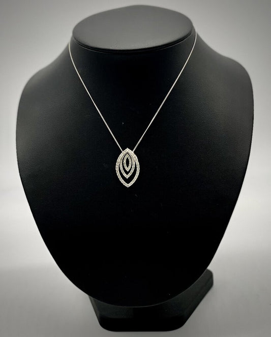 SS 4 MARQ SHAPE HALO STYLE PENDANT ON CHAIN