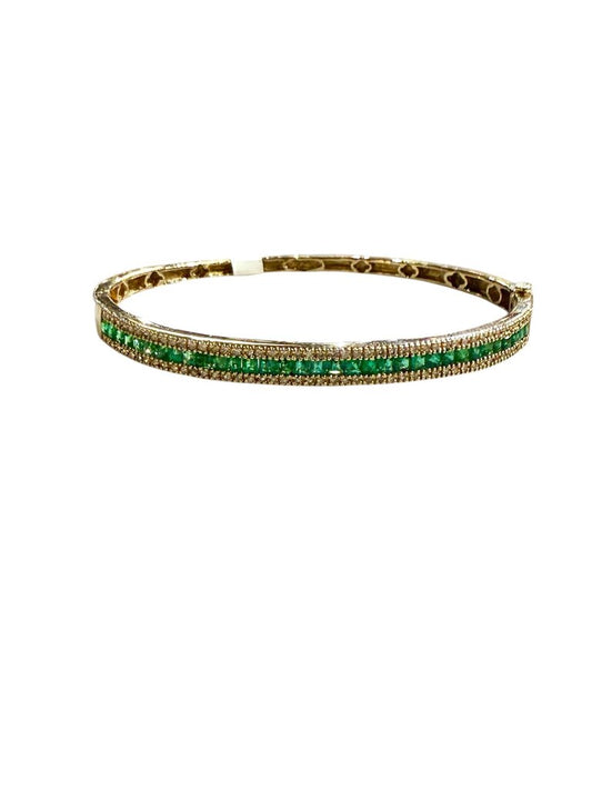 14kt Yg Emerald&dia Brac
