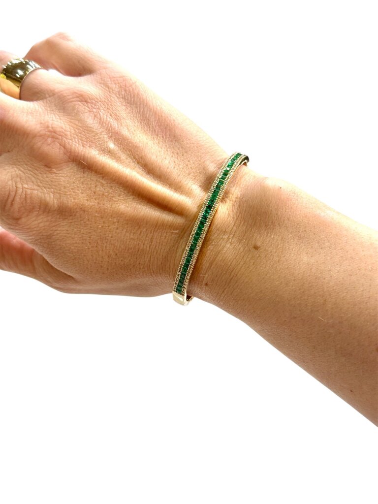 14kt Yg Emerald&dia Brac