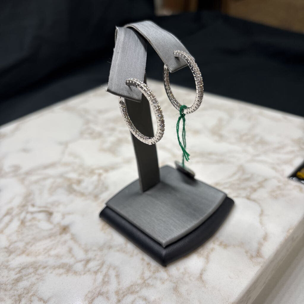 14KT WG 1.3TW IN/OUT HOOP EARRINGS W/PAPERS
