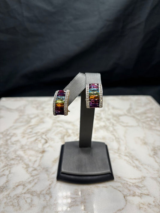 14KT YG( LE VIAN) MULTI COLOR LEVER BACK W/PAPERS