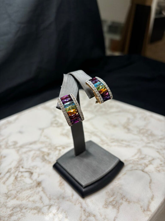 14KT YG( LE VIAN) MULTI COLOR LEVER BACK W/PAPERS