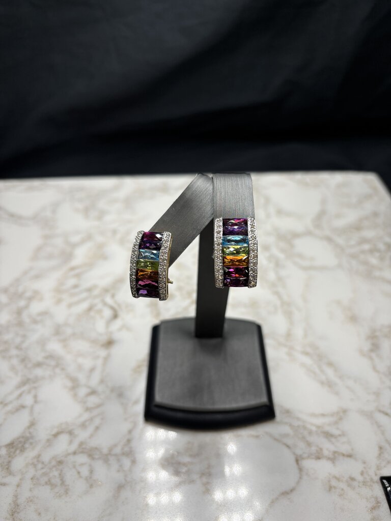 14KT YG( LE VIAN) MULTI COLOR LEVER BACK W/PAPERS