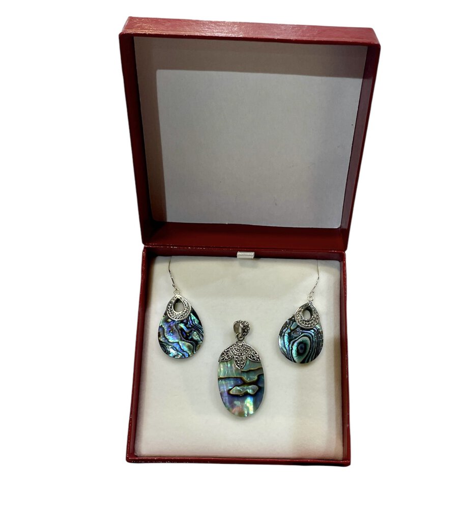 SS ABALONE PENDANT & EARRING SET