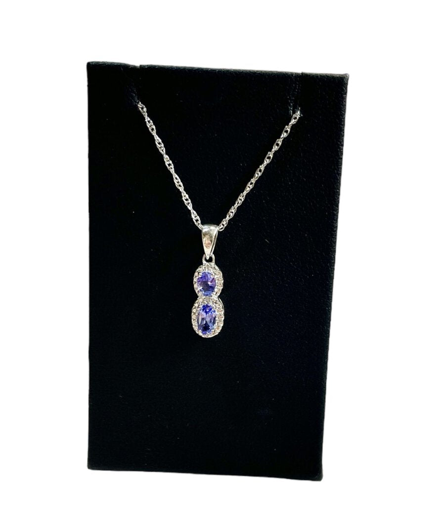 SS 2OVAL TANZANITE STONE PENDANT NO CHAIN