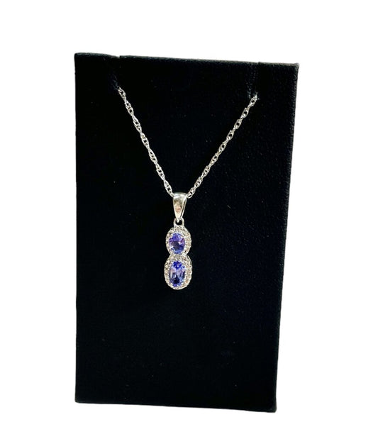 SS 2OVAL TANZANITE STONE PENDANT NO CHAIN