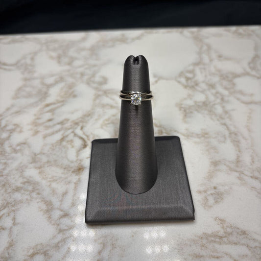 14KT WG 1/2CT RB SOLITARE W/BAND UNSOLDERED SZ 4