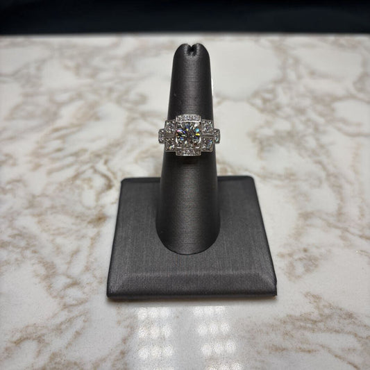 14KT WG 1.53CT RB CTR W/.93TW ON BAND 2.46CTTW VINTAGE STYLE RING W/APPRAISAL