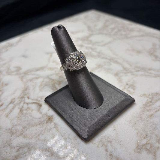 14KT WG 1.53CT RB CTR W/.93TW ON BAND 2.46CTTW VINTAGE STYLE RING W/APPRAISAL