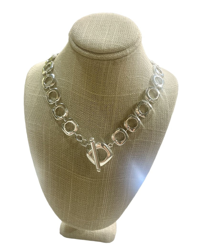 SS TIFFANY &CO CUSHION LINK TOGGLE NECKLACE
