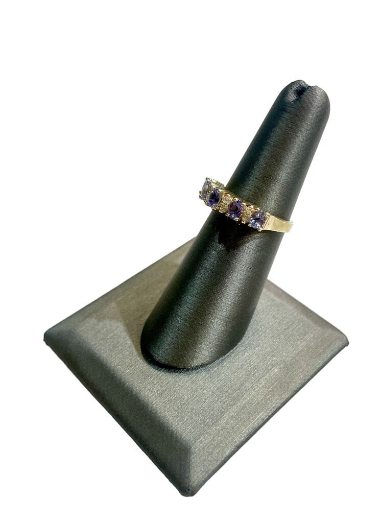14KT YG TANZANITE W/ DIAMOND FASHION RING SZ 6