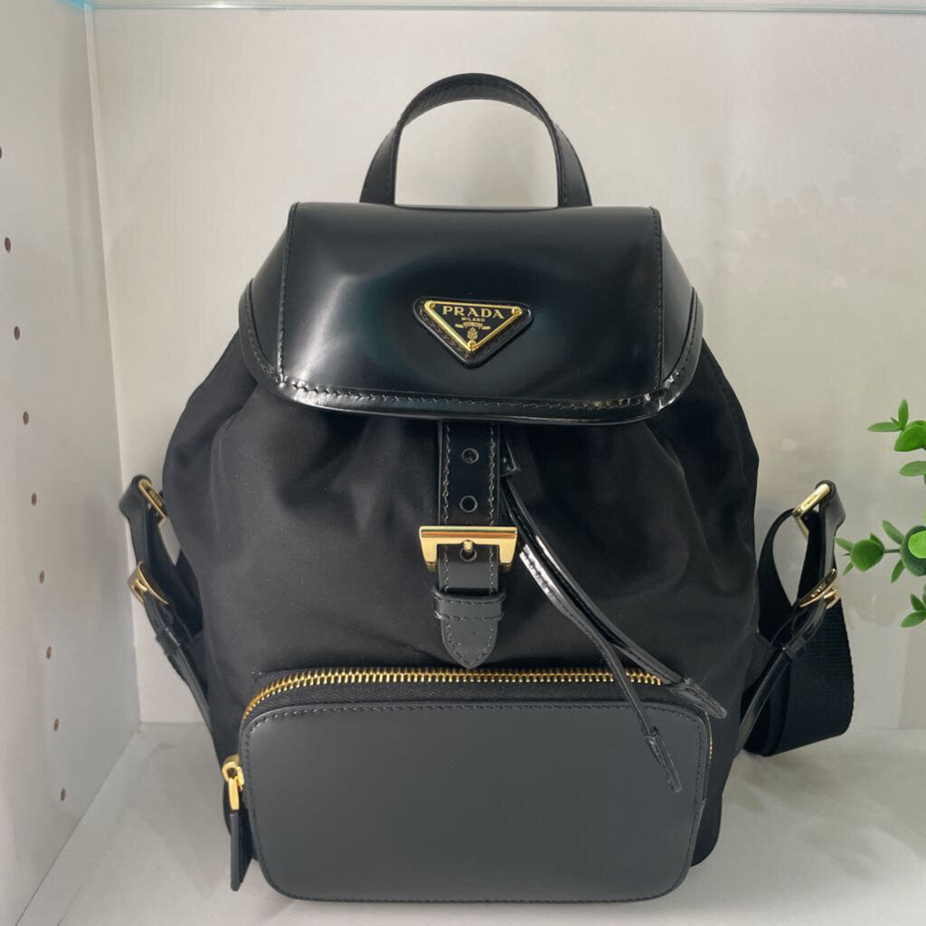 PRADA RE-NYLON BRUSHED LEATHER BACKPACK