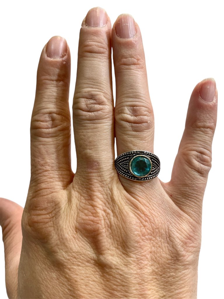 PLATED BEZEL SET BLUE TOPAZ RING SZ 7