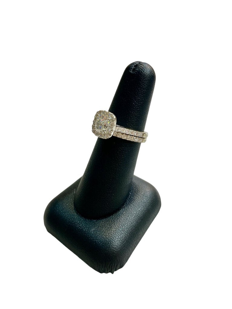 18KT WG 1.01 CUSHION MODIFIED BRILLIANT CTR GIA &IGI CERTIFIED 2CTTW HALO WEDSET UNSOLDERED