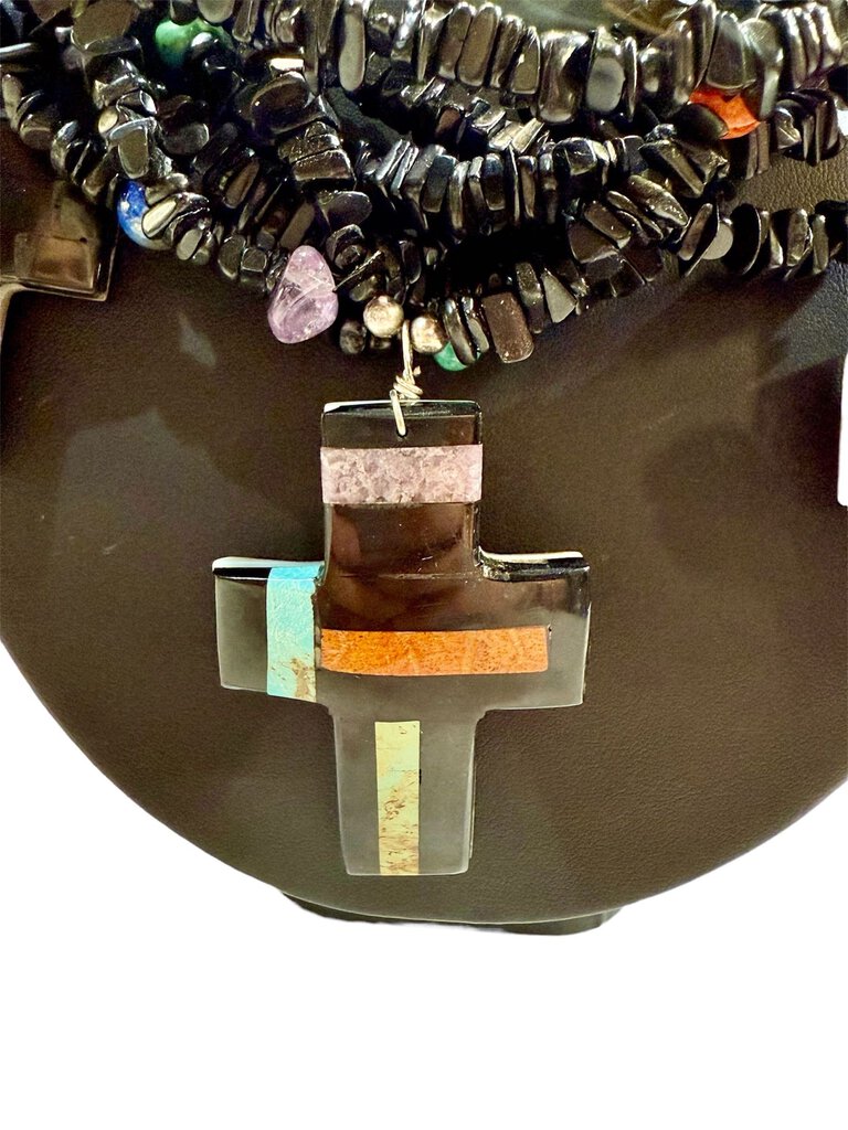 JET CROSSES TURQ INLAY LAYERED NECKLACE JOLENE BYRD