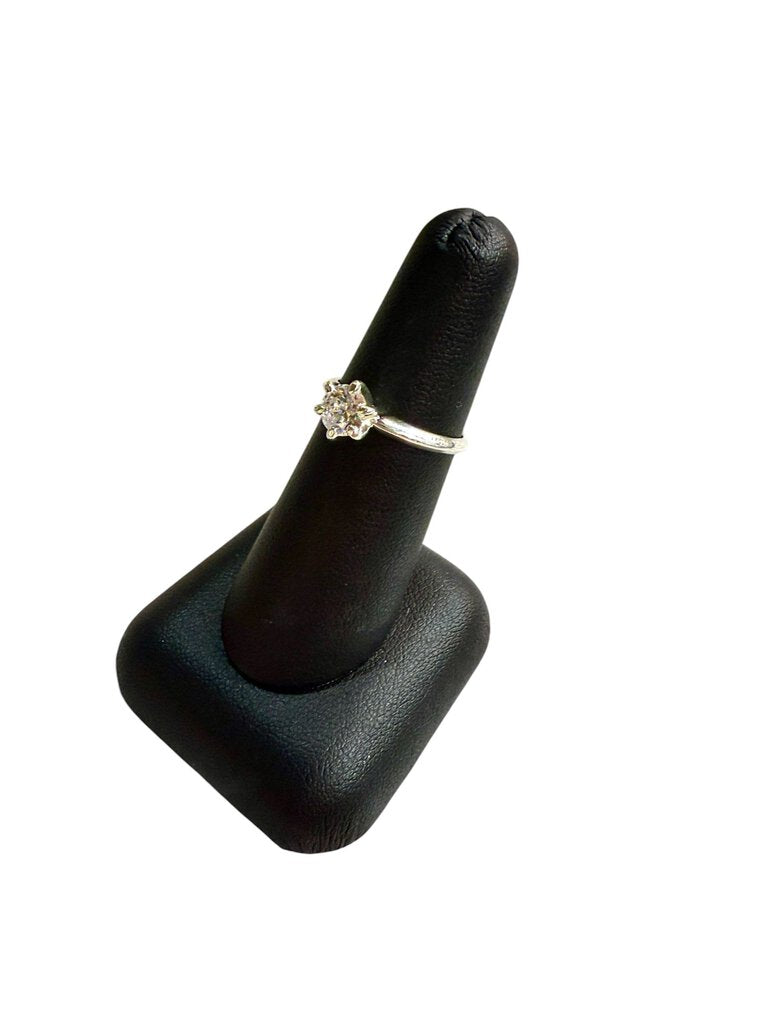 SS 3/4CT CZ RB 6 PRONG SOLITARE SZ 6