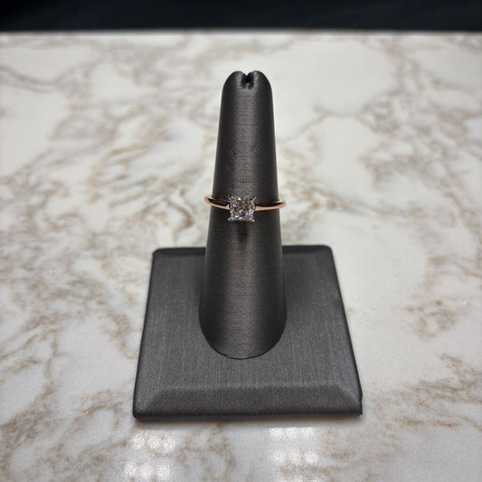 14KT RG/WG .83CT PRINCESS CUT NATURAL SI1 G SOLITAIRE SZ 7