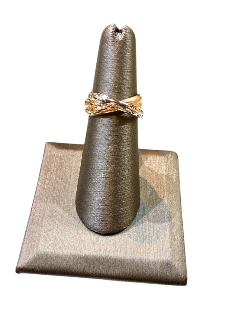 18KT TRIPPLE BAND CARTIER RING BOX PAPERS SZ 5