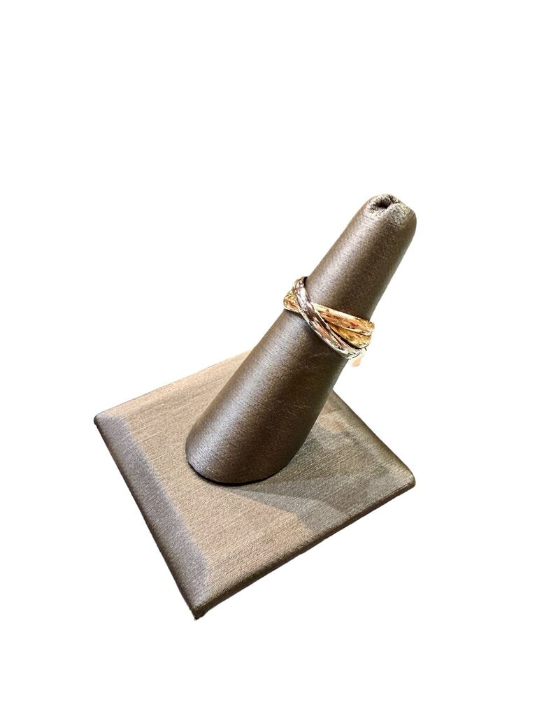 18KT TRIPPLE BAND CARTIER RING BOX PAPERS SZ 5