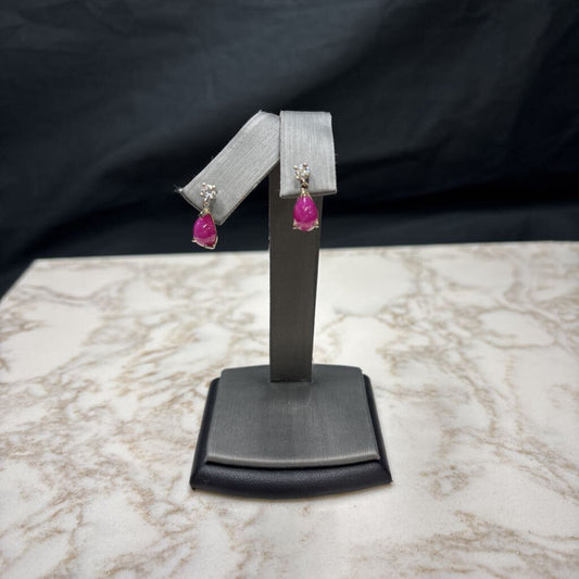 14KT WG PEAR LAB PURPLE STAR SAPPHIRE W/1/3CTTW DIAMONDS
