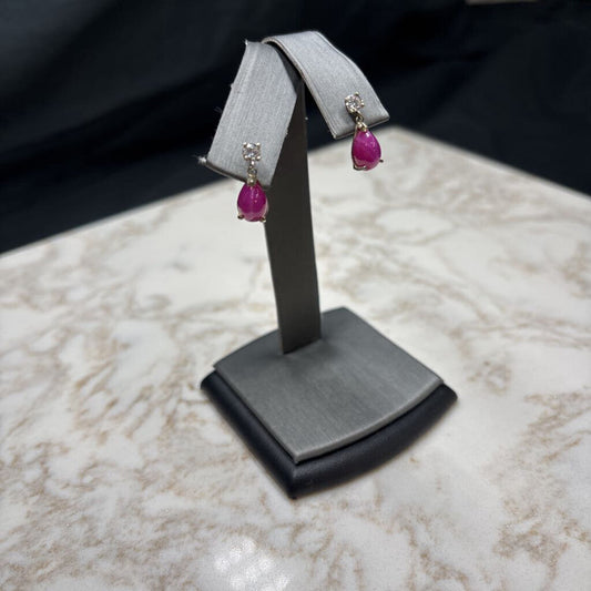 14KT WG PEAR LAB PURPLE STAR SAPPHIRE W/1/3CTTW DIAMONDS