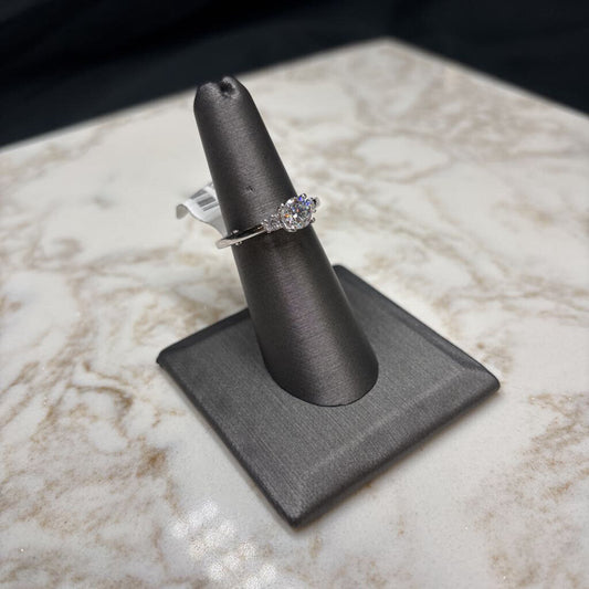 14KT WG .71CT LG CTR VS1 D NATURAL RB ON MOUNTING SZ 7 IGI CERT