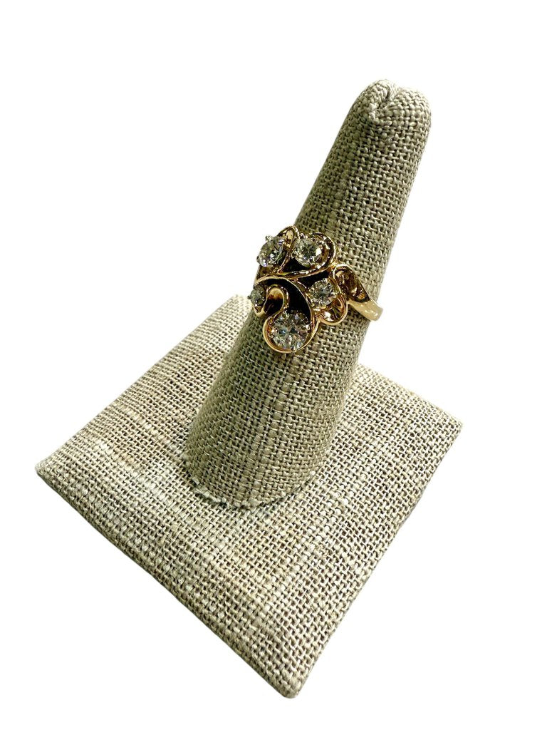 14KT YG 1.3CTTW RB CLUSTER FREEFORM RING SZ 7