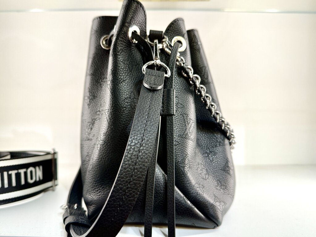 LV BELLA GM BLK PERFERATED BAG W/EXTRA STRAP IOB