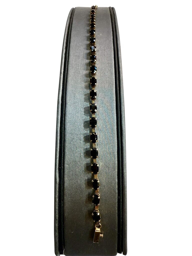 10KT YG SAPPHIRE TENNIS BRACELET