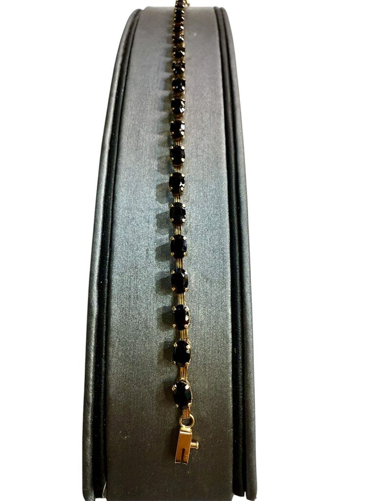10KT YG SAPPHIRE TENNIS BRACELET