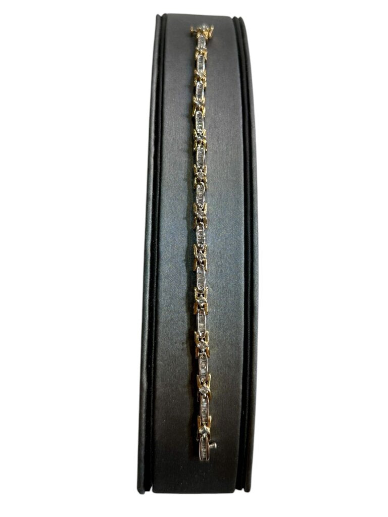 14KT TUTONE 2CTTW RB &BAGUETTE TENNIS BRACELET