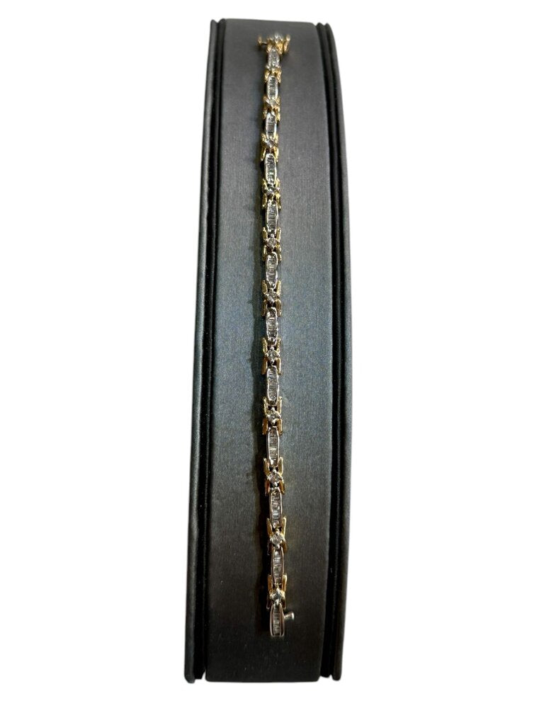 14KT TUTONE 2CTTW RB &BAGUETTE TENNIS BRACELET