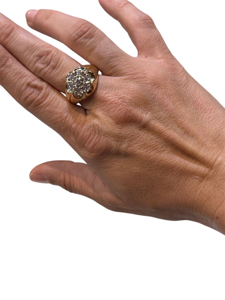 14KT YG MENS CLUSTER 1/2CTTW SZ 10