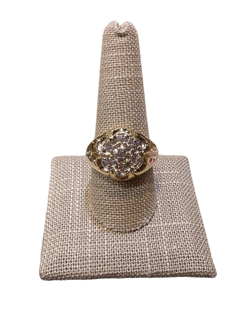14KT YG MENS CLUSTER 1/2CTTW SZ 10