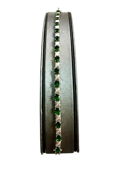SS CHROME DIOPSIDE TENNIS BRACELET