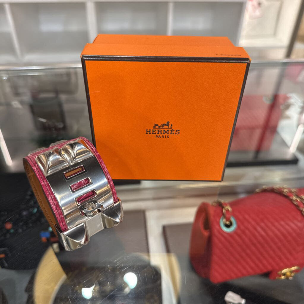 HERMES COLLAR DE CHIEN LEATHER GATOR WRAP BRACELET