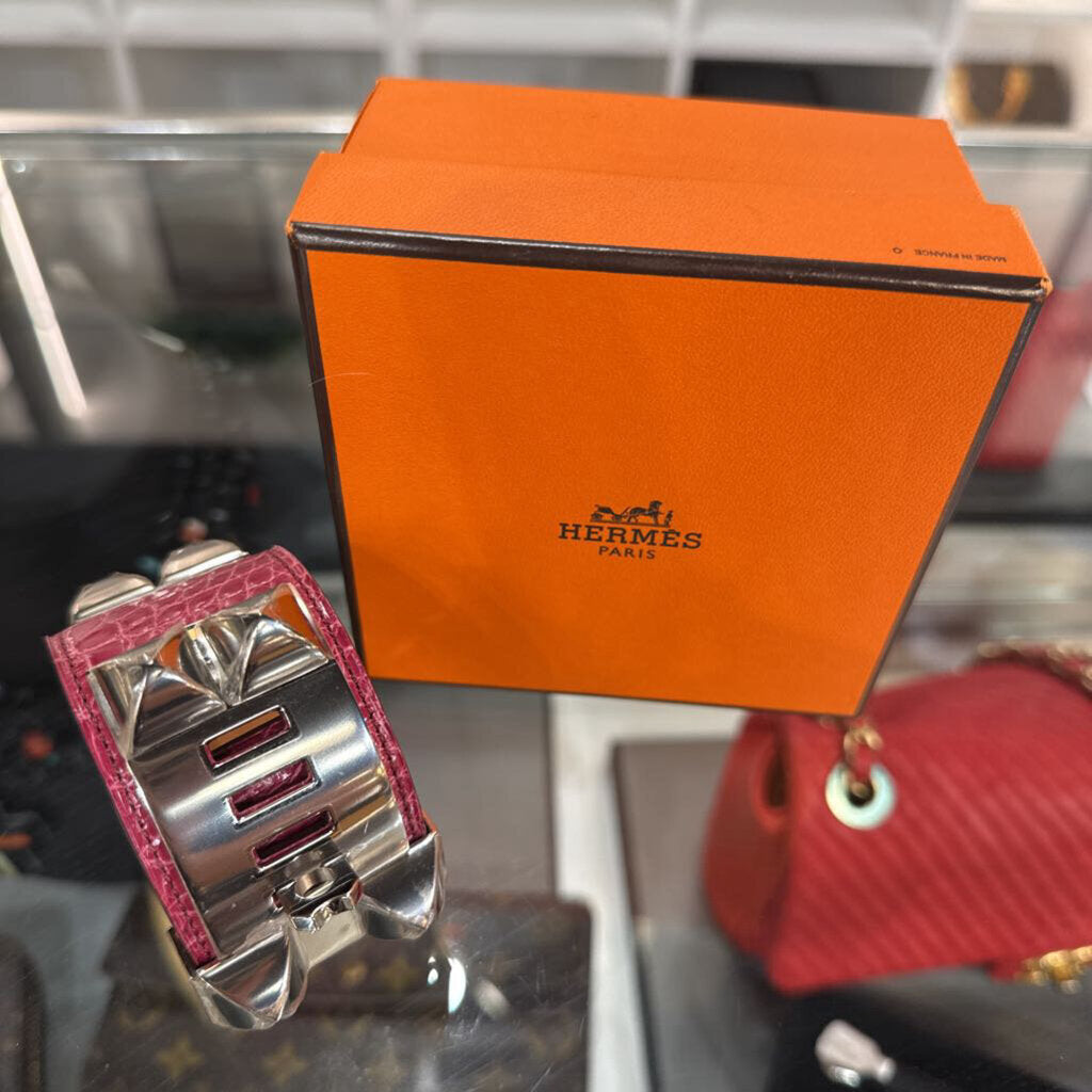 HERMES COLLAR DE CHIEN LEATHER GATOR WRAP BRACELET