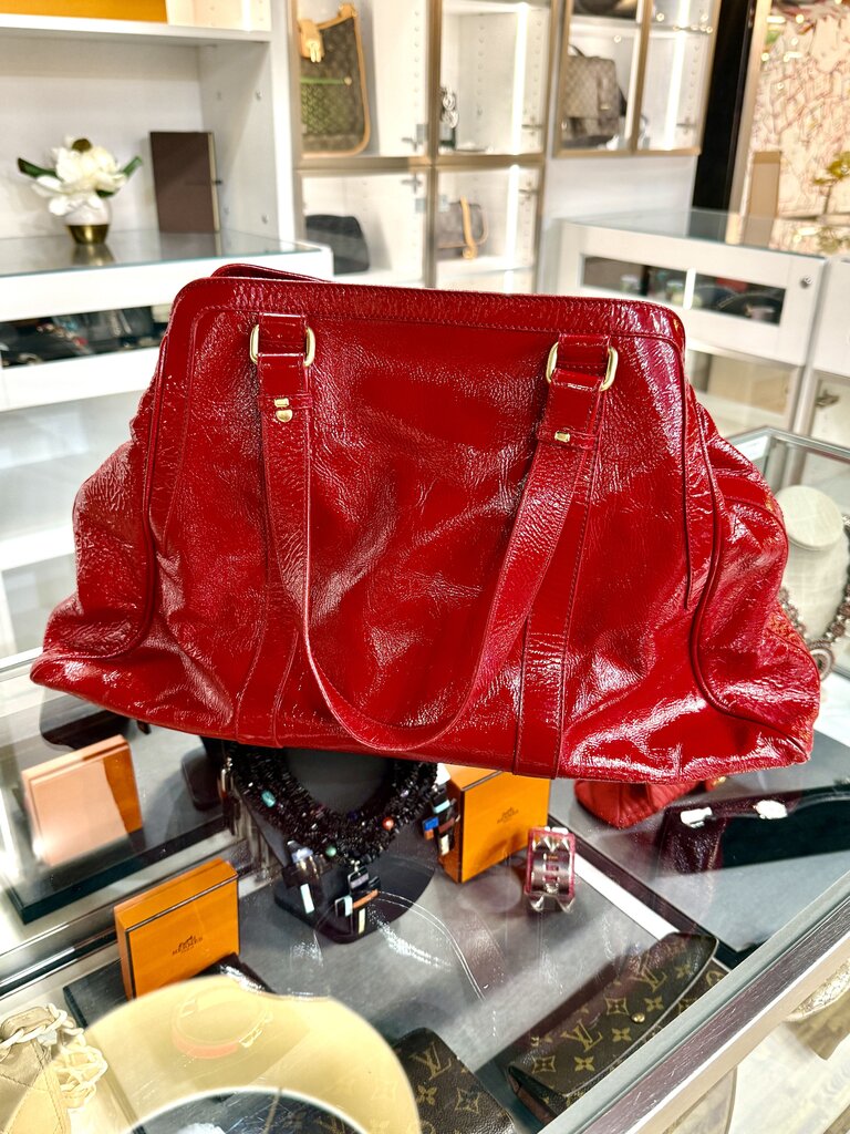 FENDI RED LEATHER SHOULDER BAG