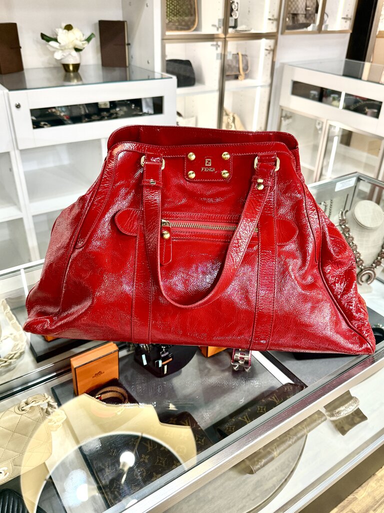 FENDI RED LEATHER SHOULDER BAG