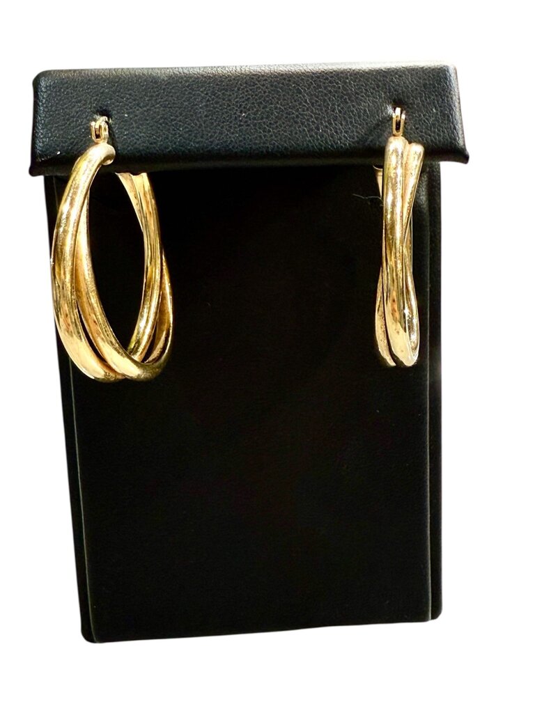 14KT YG HOLLOW DOUBLE HOOP EARRINGS