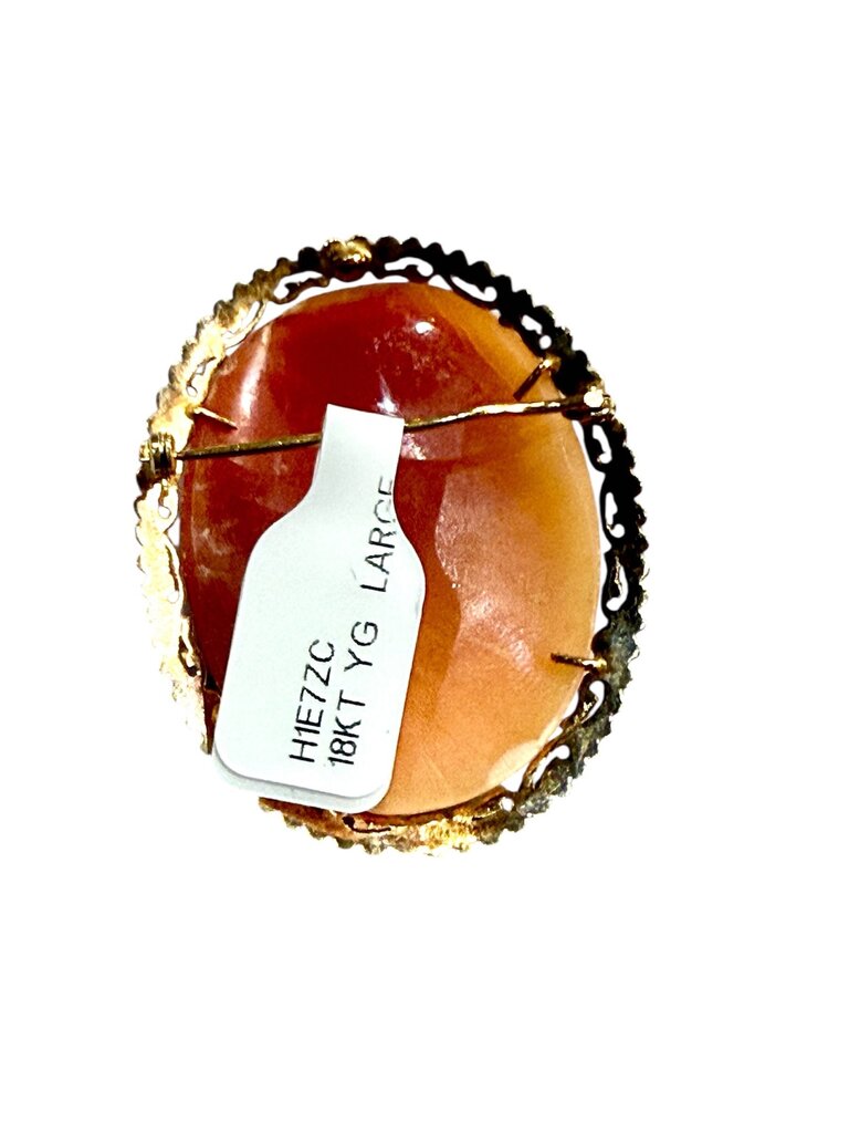 18KT YG LARGE CAMEO PIN FACING RIGHT