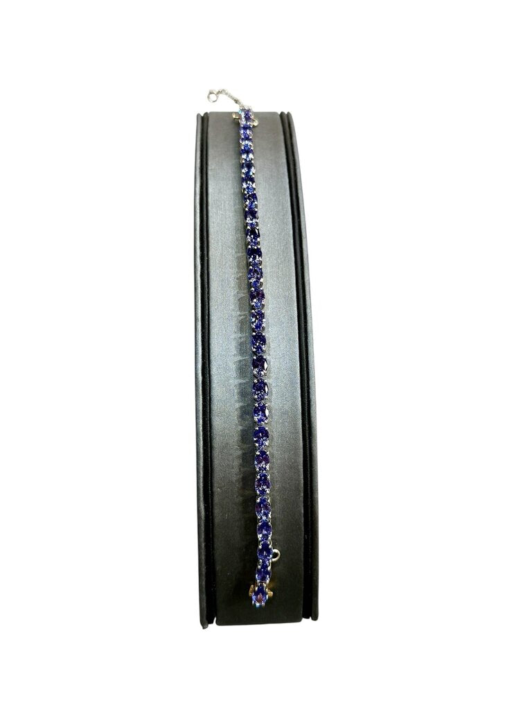 SS/14KT YG TANZANITE TENNIS BRACELET