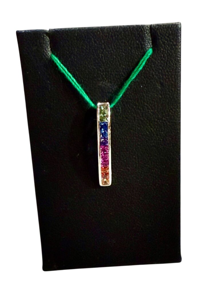 14KT WG MULTI COLOR STICK PENDANT NO CHAIN