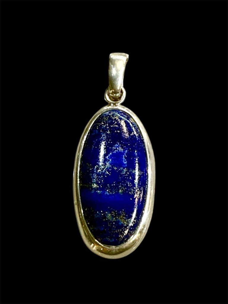 SS SODALITE OVAL BEZEL SET PENDANT NO CHAIN