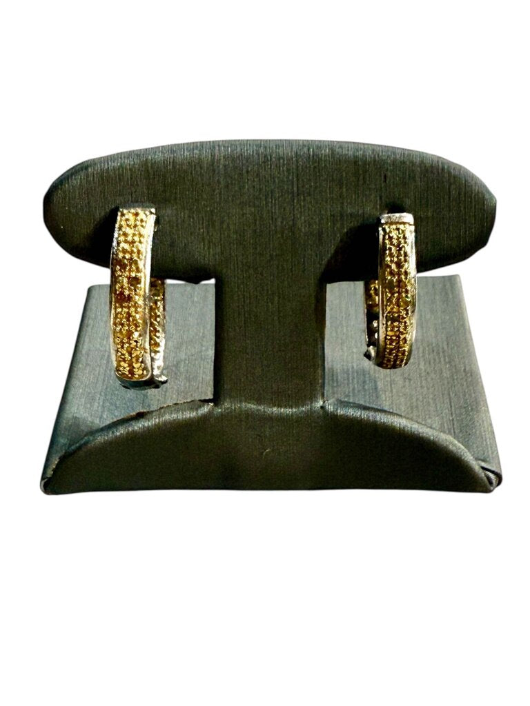 SS HUGGY EARRINGS W/ ILLUSION YELLOW SAPPHIRE & DIA EARRINGS