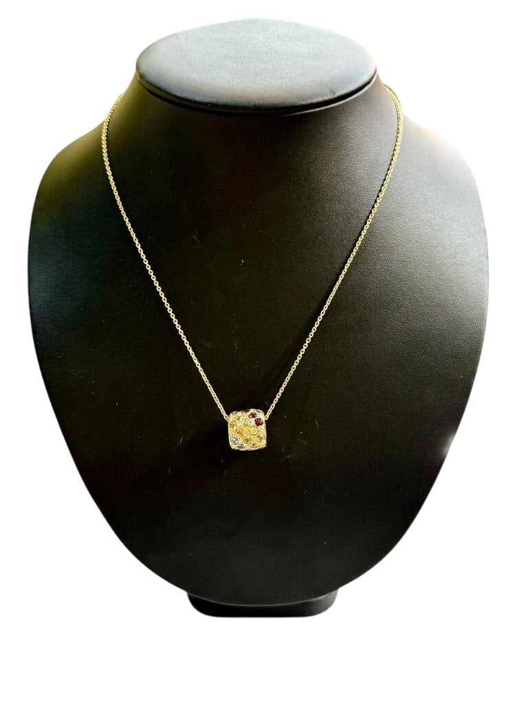 SS GOLD PLATED MULTI COLOR BARROL PENDANT ON 18" CHAIN