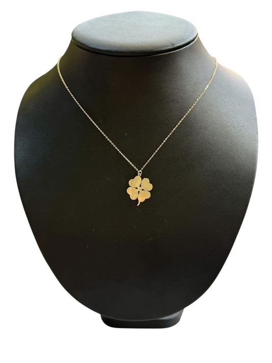10KT YG 4 LEAF CLOVER PENDANT ON 18" CHAIN