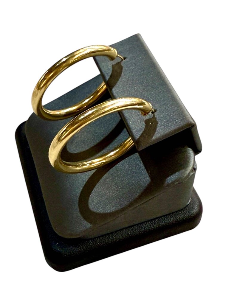 14KT YG HOLLOW MEDIUM SIZE HOOPS