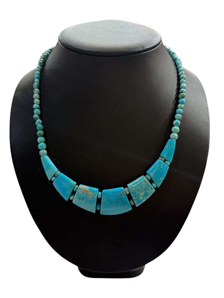 SS GRADUATED TURQ NECKLACE